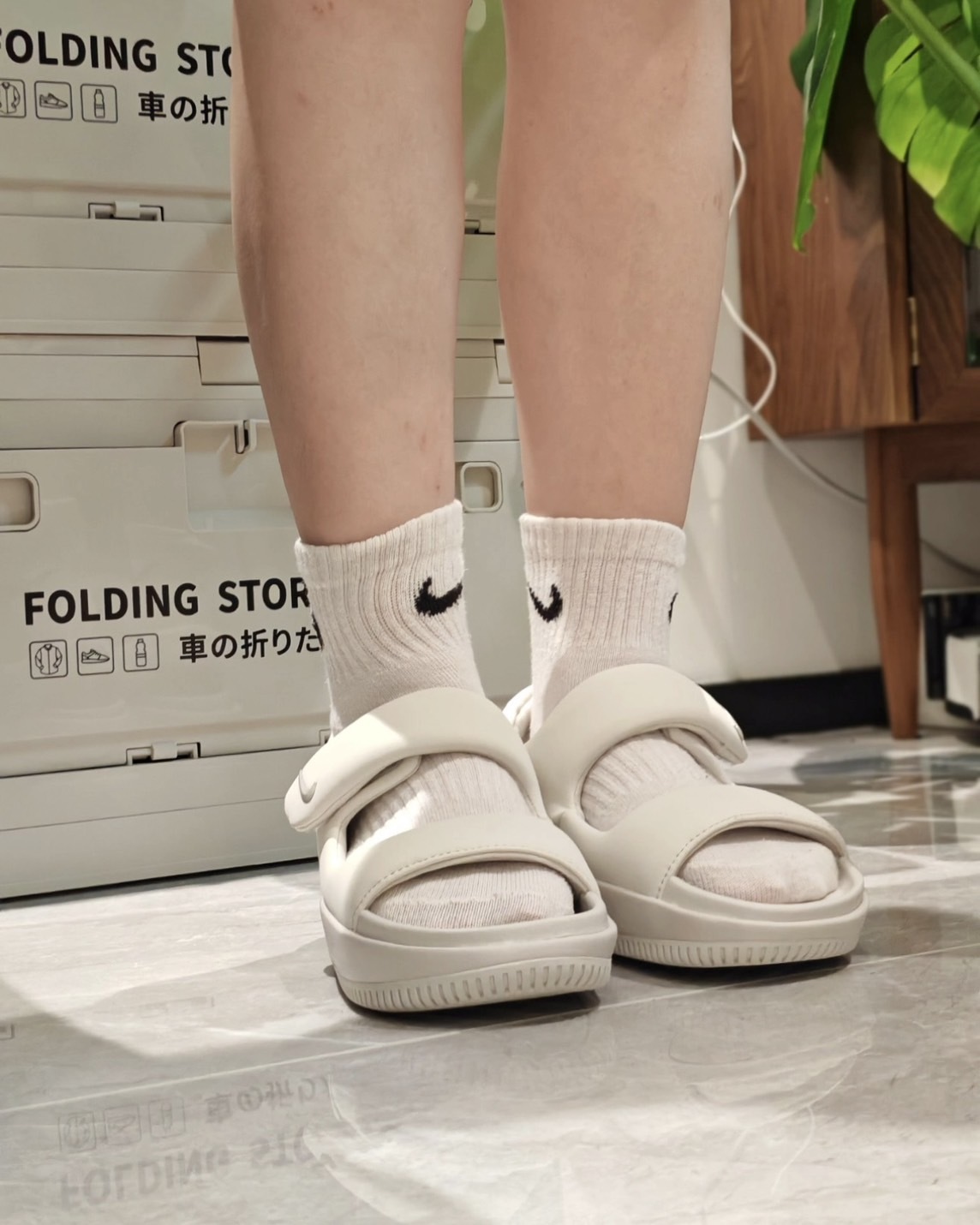"調貨"NIKE CALM SANDAL 女款厚底雙槓涼鞋 黑/白