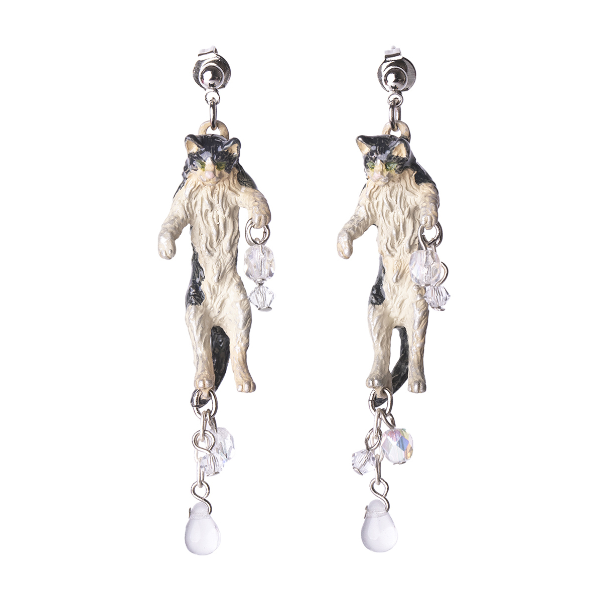 洗頭後一臉不悅表情的貓咪耳環/頸鏈