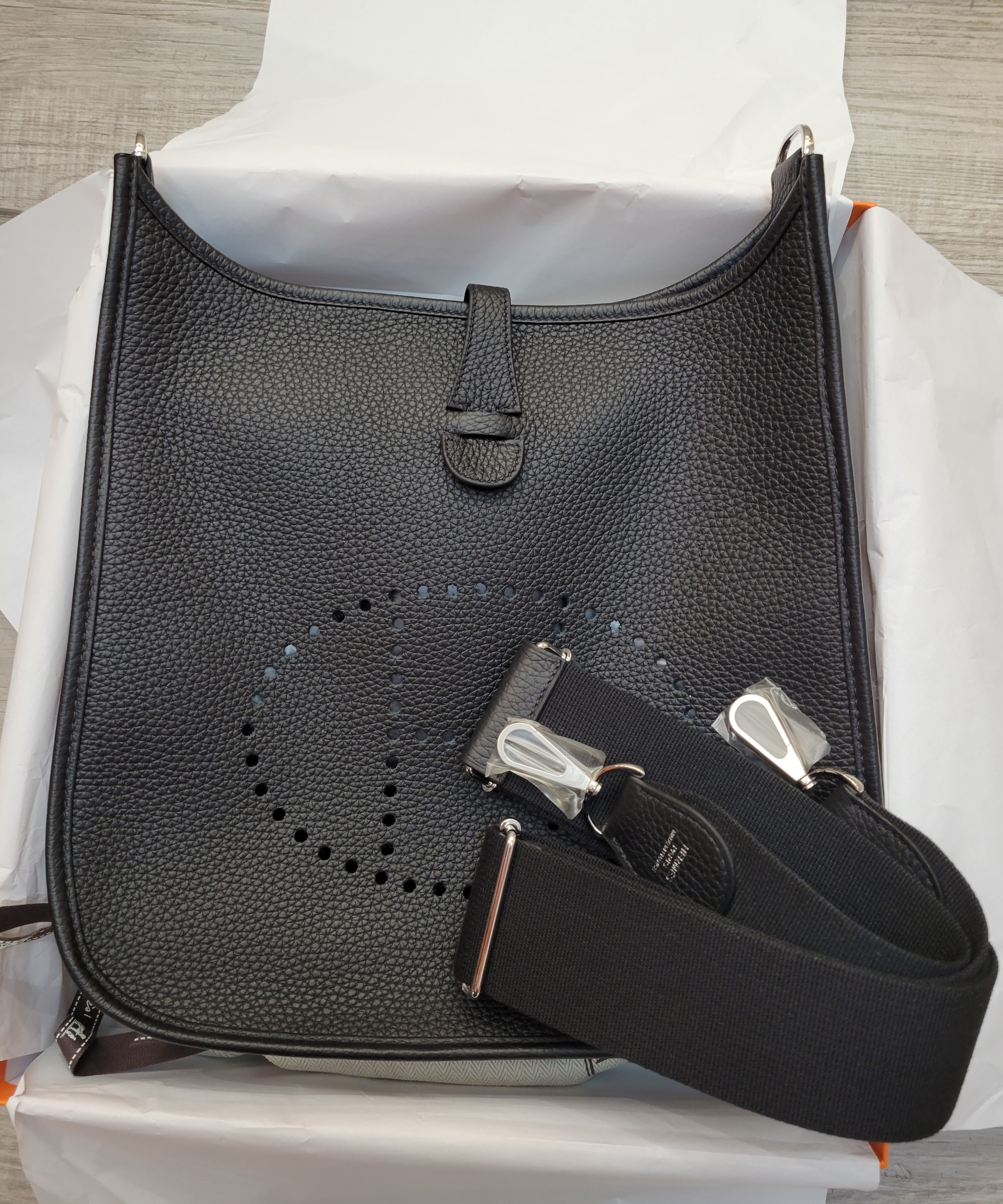 HERMES Evelyne 29 NOIR CK 黑銀