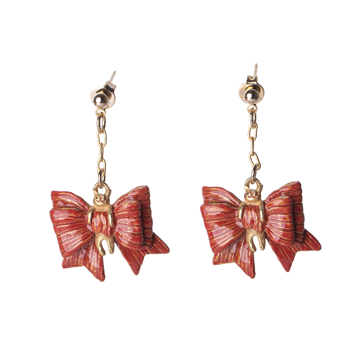 大蝴蝶結貓咪耳環/頸鏈