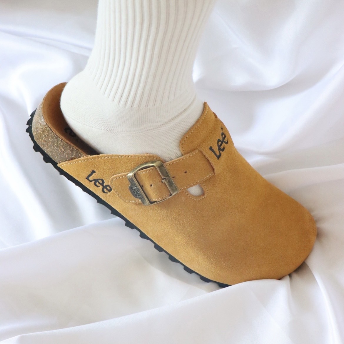 LEE 軟木底勃肯鞋 深棕 米灰 芥末黃 拖鞋 麂皮 懶人鞋 包頭鞋