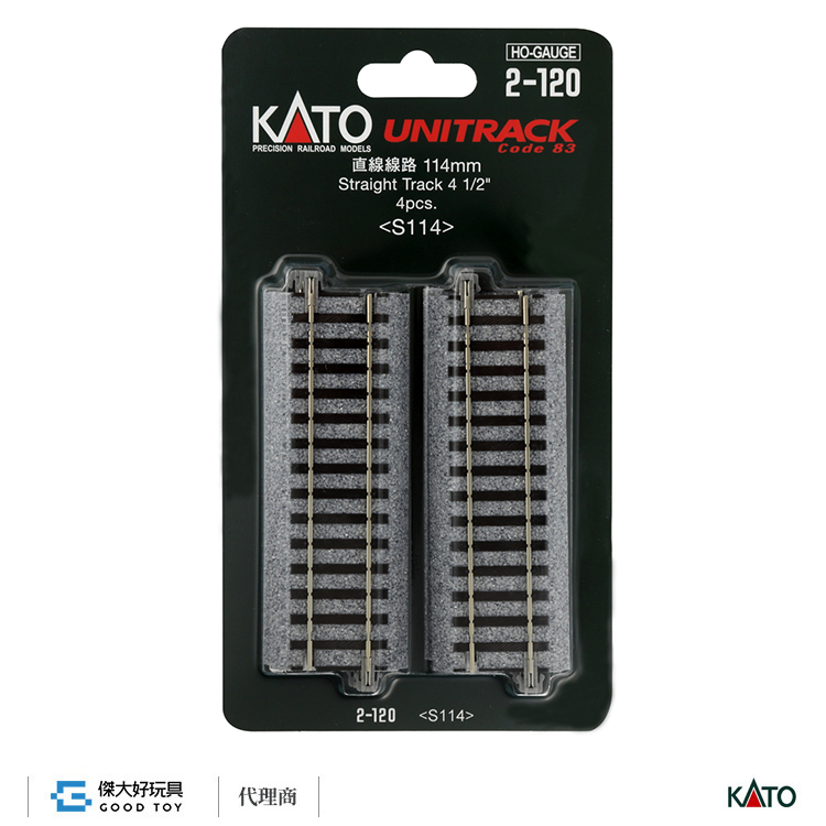 KATO 2-120 (HO) UNITRACK S114 單線直線線路 114mm (4入)