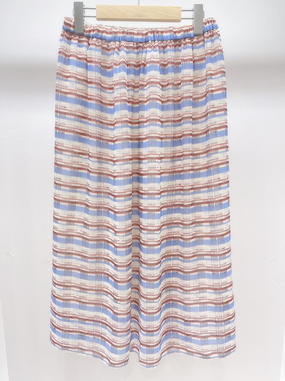 彩色橫條雪紡裙