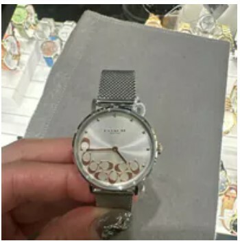 [S] COACH 14503858 PERRY MESH WHITE DIAL WOMEN'S,SILVER, 885997424158 (SCO818)