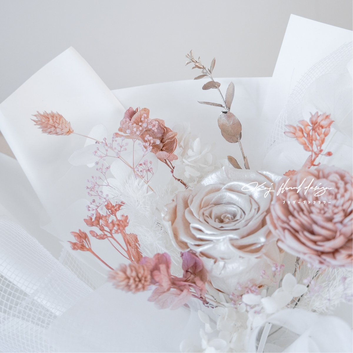 夢幻白．單朵永生玫瑰花束