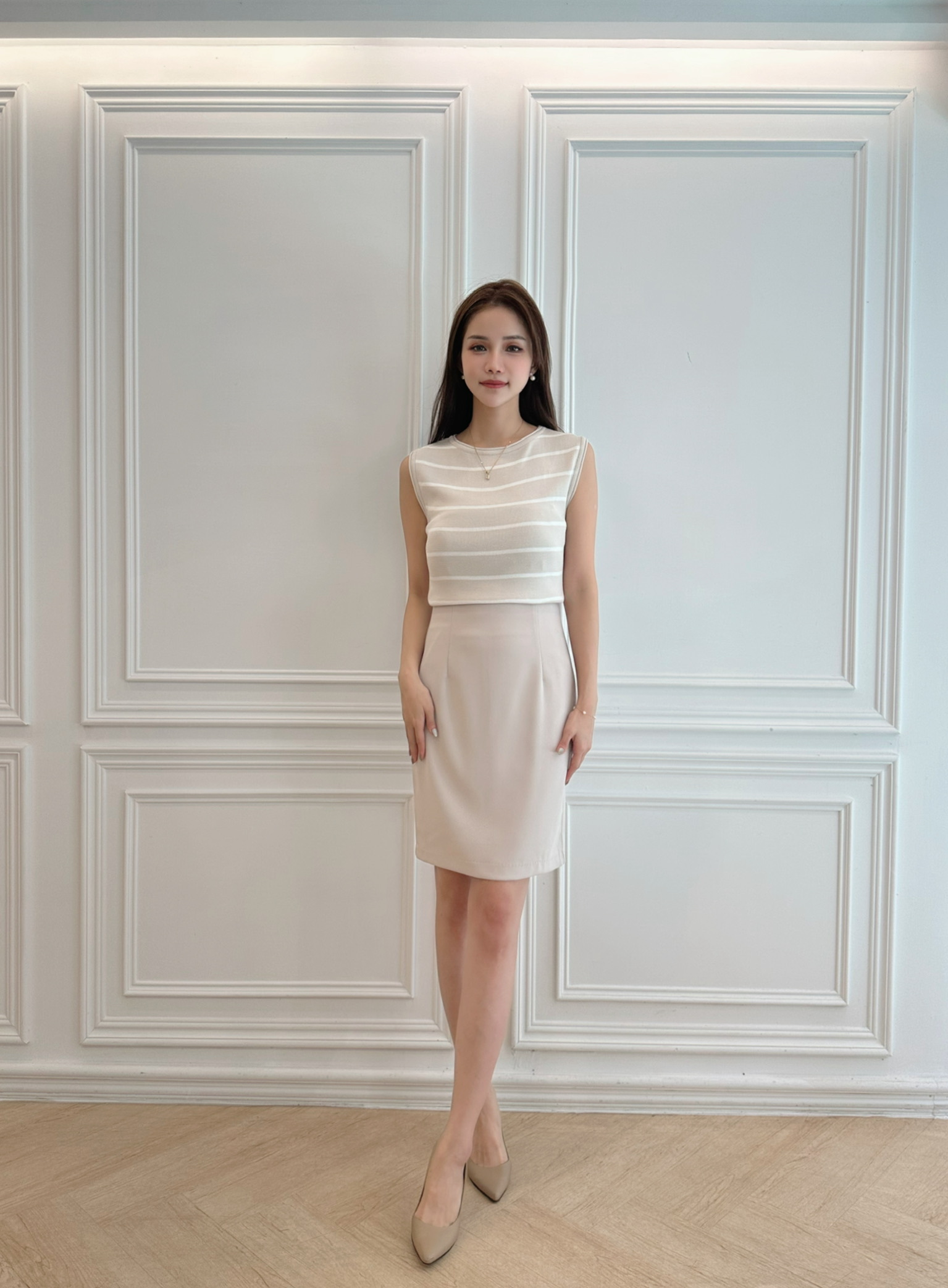 (好身形必備!)夏季10色修身窄裙-杏灰