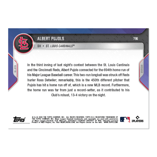 ALBERT PUJOLS - 2022 MLB TOPPS NOW #796