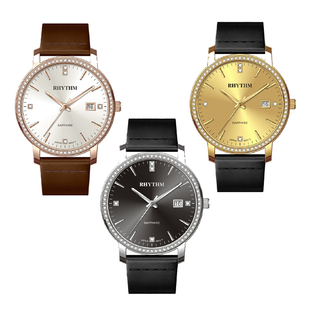 【RHYTHM 麗聲】PE1605 都市 生活 高調風格 簡約 高貴 皮革 手錶 成熟穩重系列)