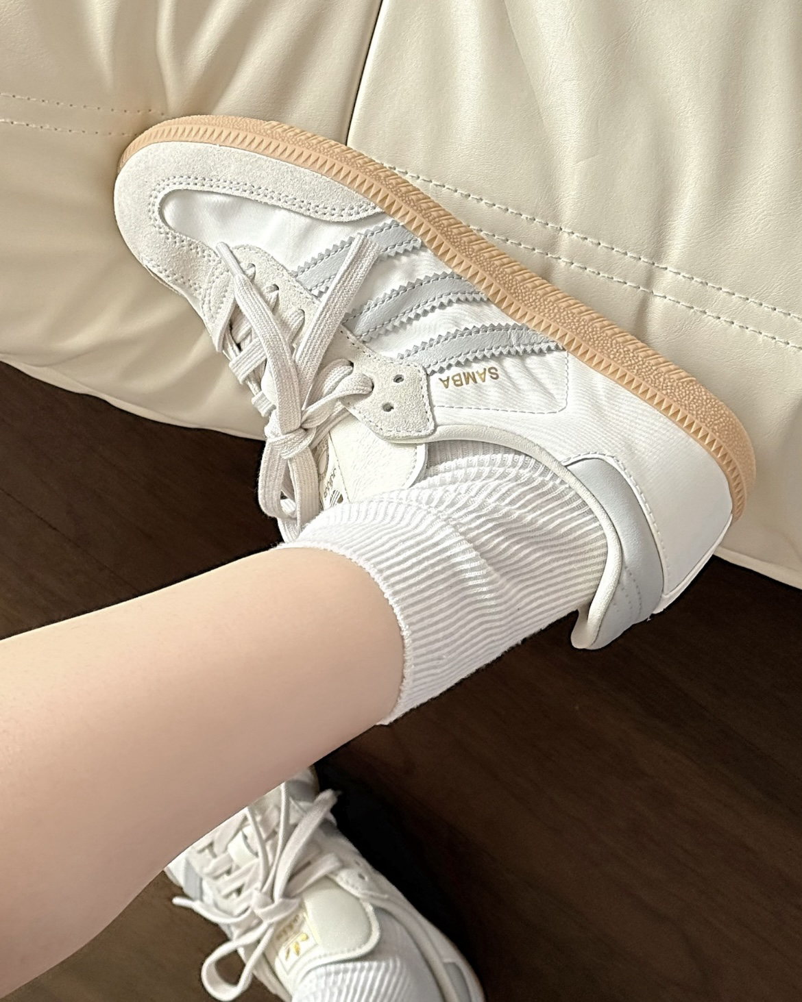 Adidas Samba OG Off White Alluminum 淺灰藍 米白 絲綢 焦糖底 德訓鞋 復古休閒鞋