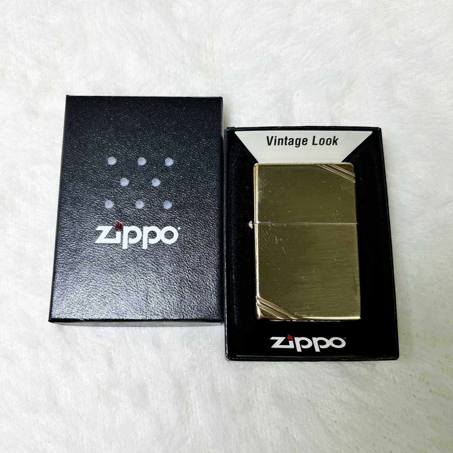 【zippo】德國原裝正品、Vintage/切角系列、拋光黃銅、煤油打伙機 #High Polish Brass #可換充氣內膽