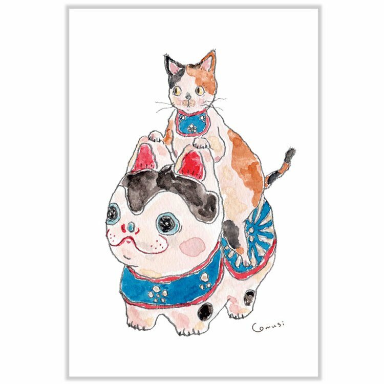 犬張子與貓 トコロコムギ系列 明信片｜日本ACTIVE CORPORATION