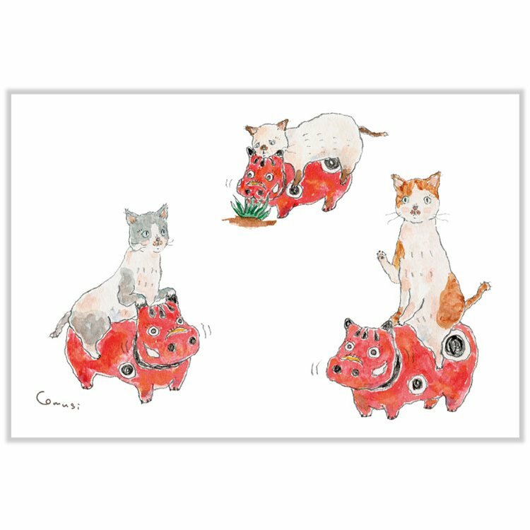 福島紅毛牛與貓 トコロコムギ系列 明信片｜日本ACTIVE CORPORATION