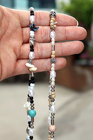 微笑骷髏石串珠項鍊