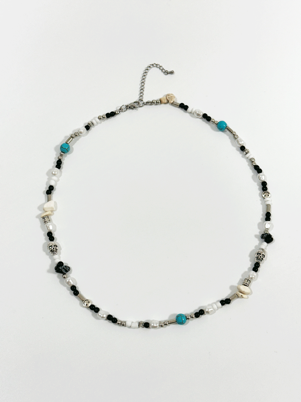 微笑骷髏石串珠項鍊