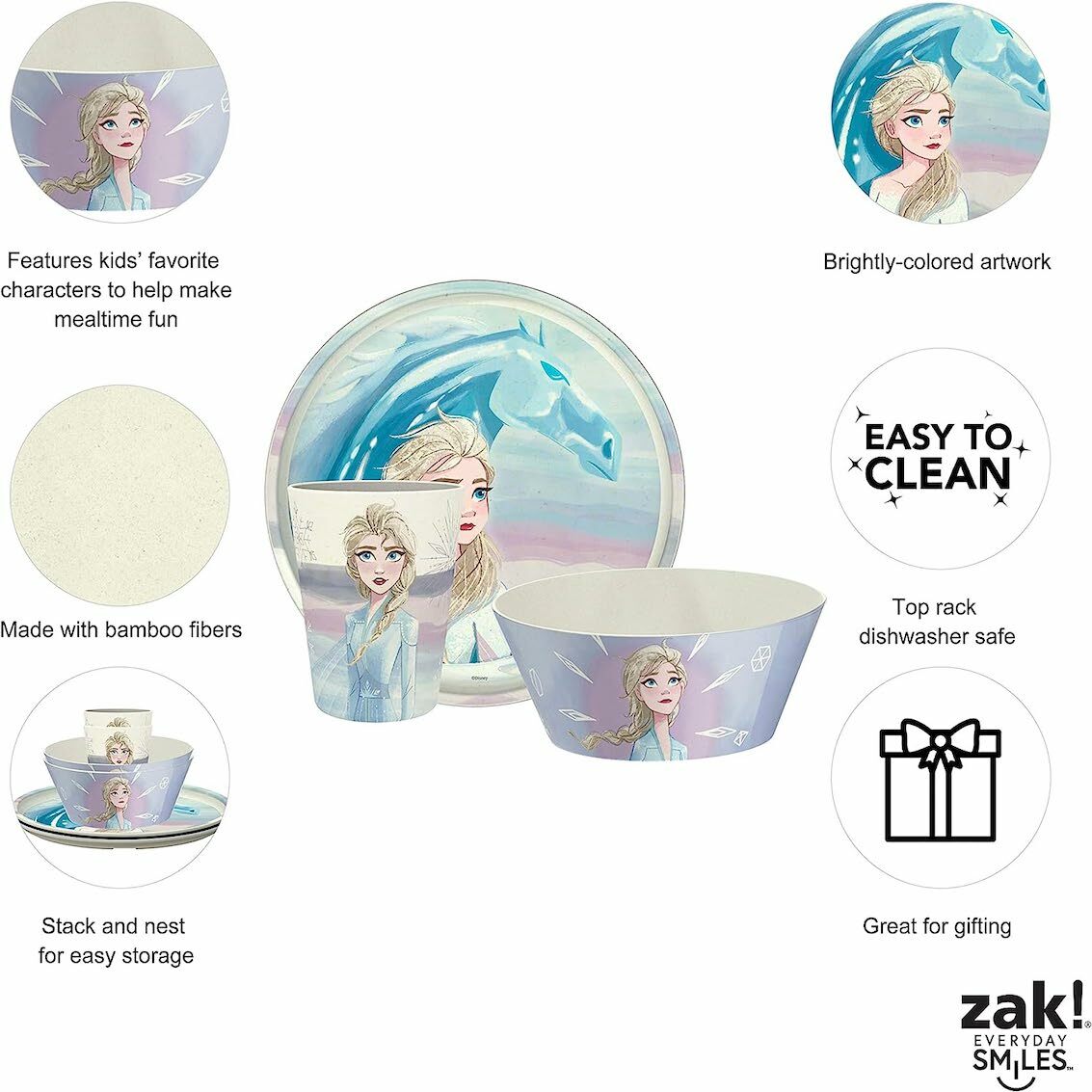 美國 Zak Designs Frozen 3 件兒童餐具套裝