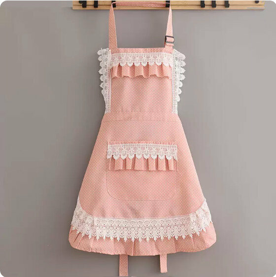 Hotly recommended apron [Heavy Industry Lace Halter Princess Dress Pink Polka Dots] [Specification: 74*75CM]