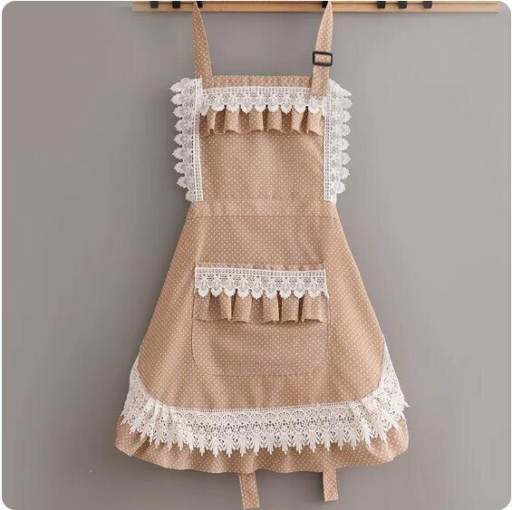 Hotly recommended apron [Heavy lace halterneck princess dress with polka dots] [Specification: 74*75CM]