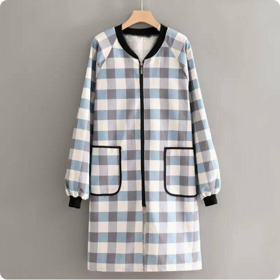 Hotly recommended long-sleeved breathable and wear-resistant apron [canvas stand-up collar zipper square blue] [Specification: 125*100CM]