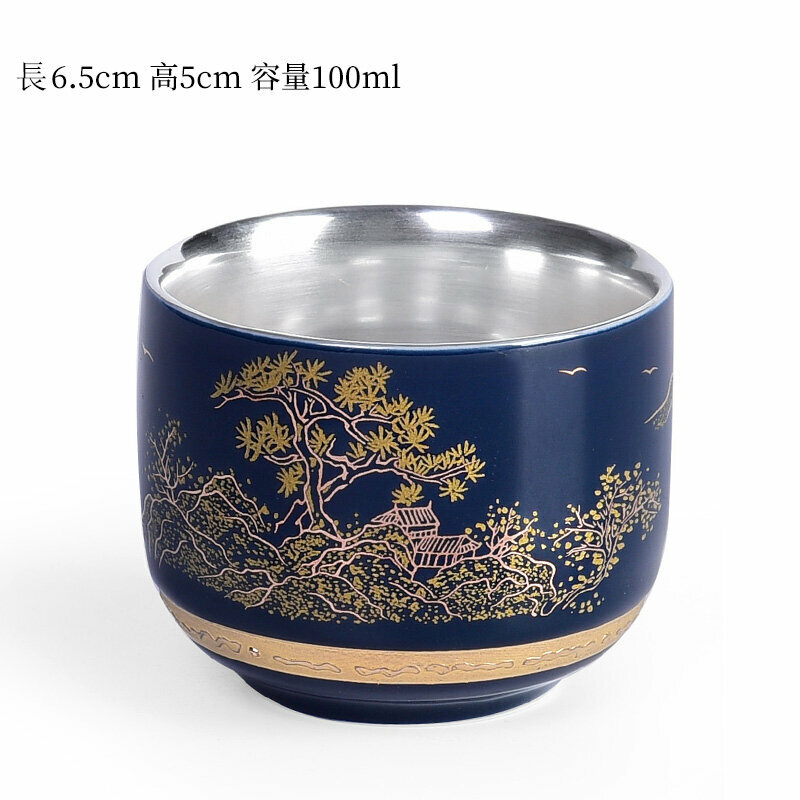 爆款高檔純小茶杯品茗杯(柳綠花紅直口杯）
