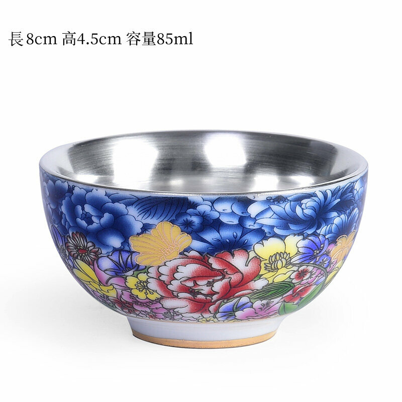 爆款高檔純小茶杯品茗杯(百花齊放碗口杯）