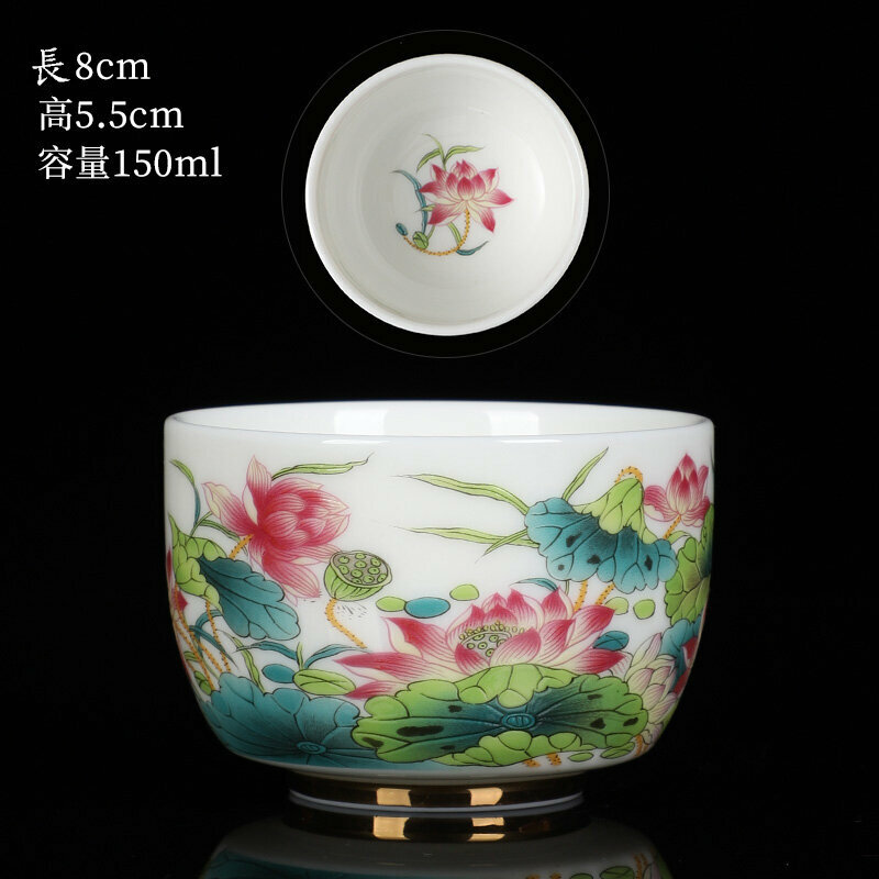 爆款高端瓷質茶杯品茗杯(07羊脂玉白瓷單杯-荷花）