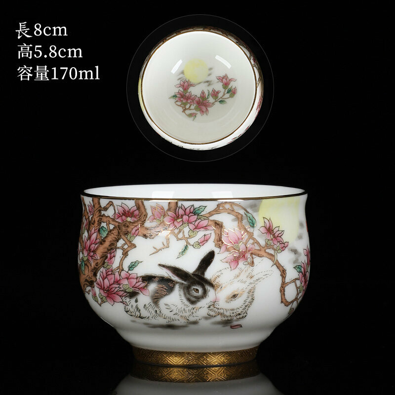 爆款高端瓷質茶杯品茗杯(17雙棲雙宿（兔子單杯））