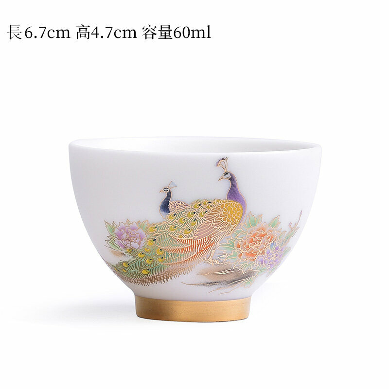 爆款高端白瓷茶杯品茗杯(200mL以下 福佑丹雀-A）