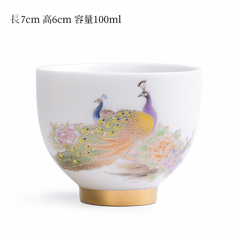 爆款高端白瓷茶杯品茗杯(200mL以下 福佑丹雀-E）