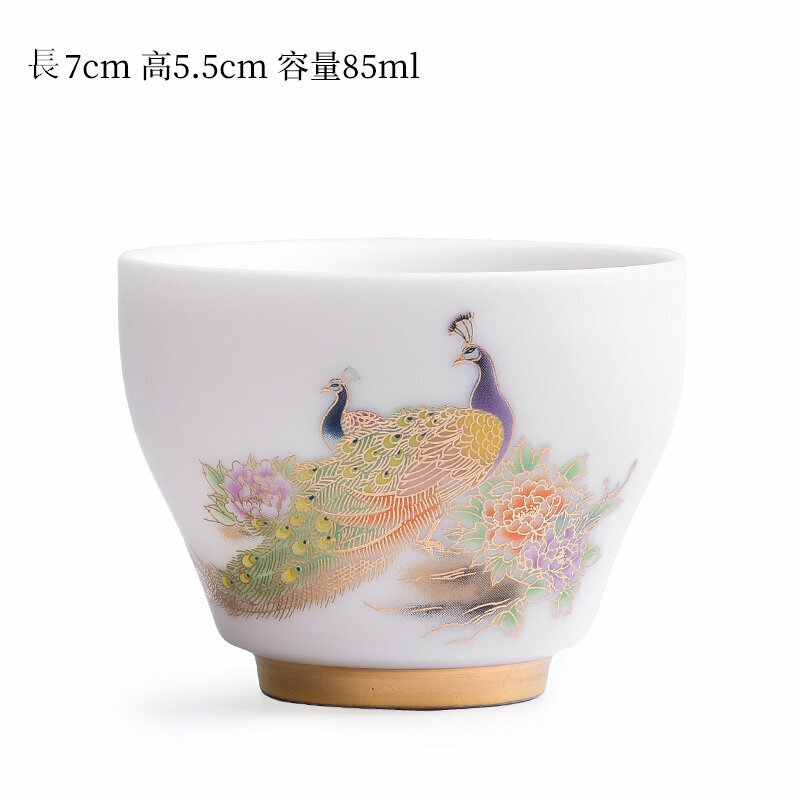 爆款高端白瓷茶杯品茗杯(200mL以下 福佑丹雀-B）