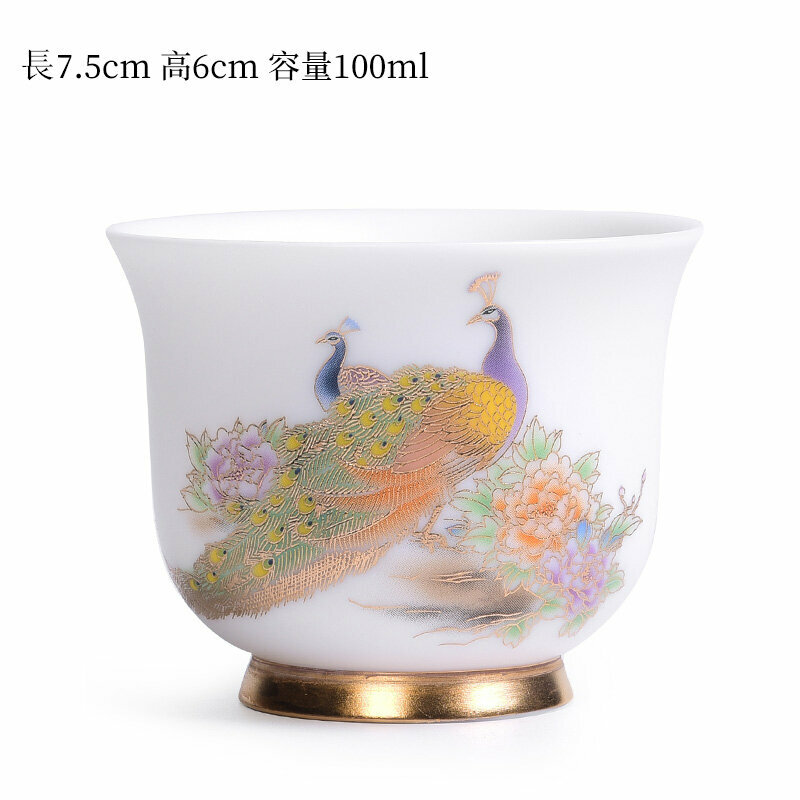爆款高端白瓷茶杯品茗杯(200mL以下 福佑丹雀-I）