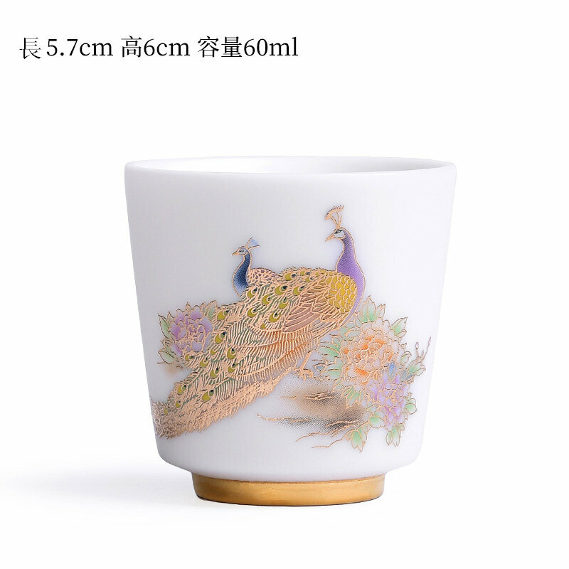 爆款高端白瓷茶杯品茗杯(200mL以下 福佑丹雀-F）