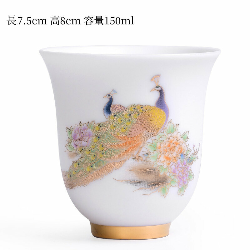 爆款高端白瓷茶杯品茗杯(200mL以下 福佑丹雀-J）