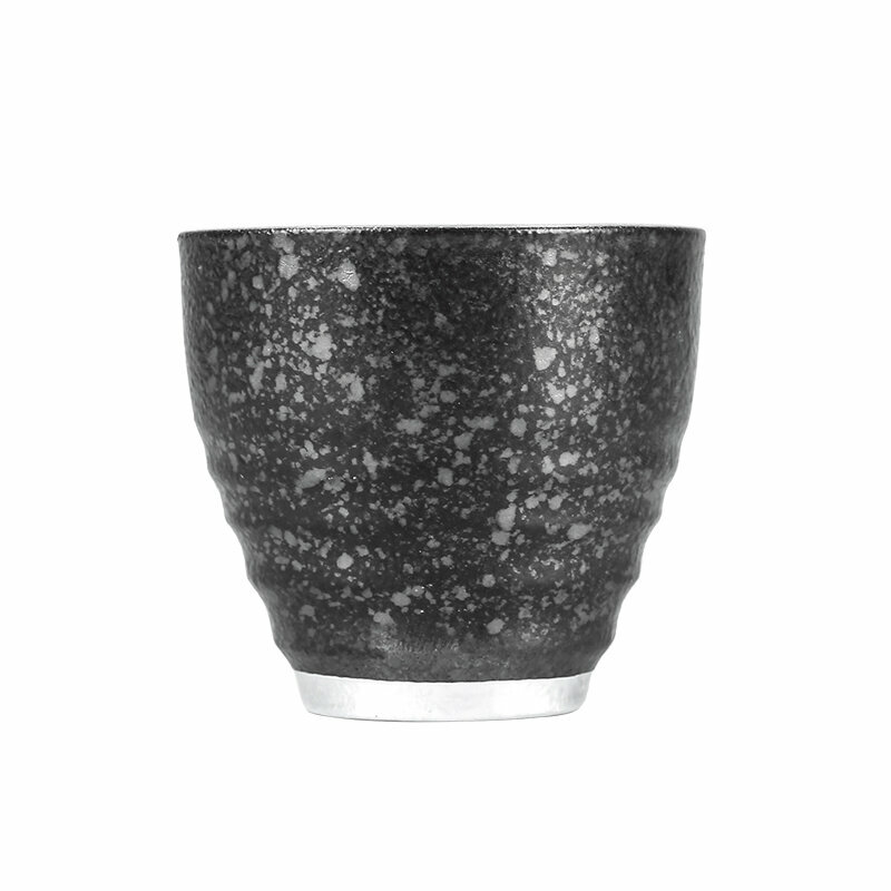 爆款高端鐵鏽釉陶瓷銀茶杯(禪風螺紋杯75毫升）