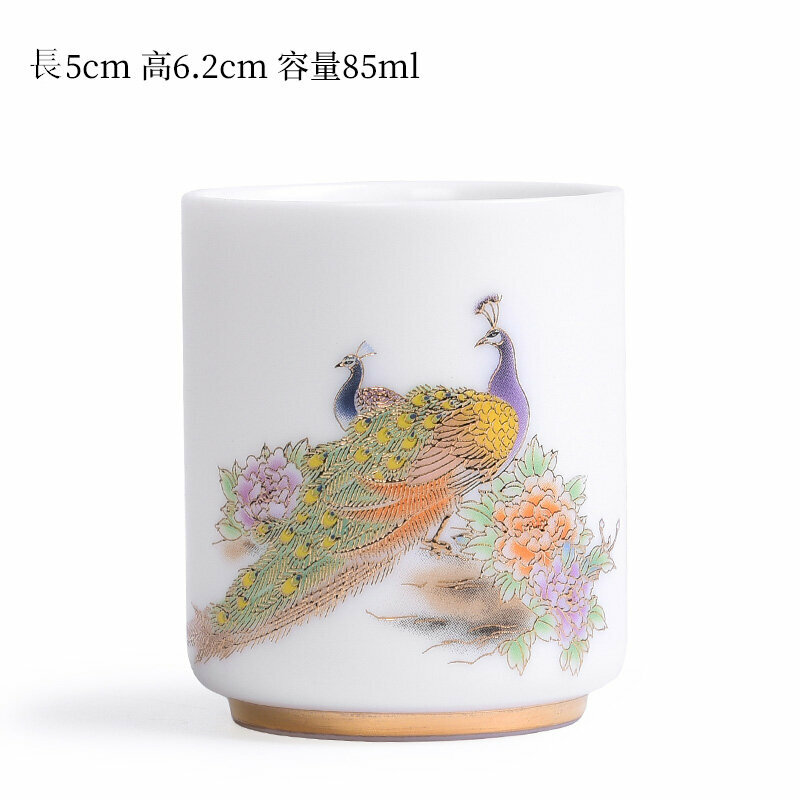 爆款高端白瓷茶杯品茗杯(200mL以下 福佑丹雀-G）