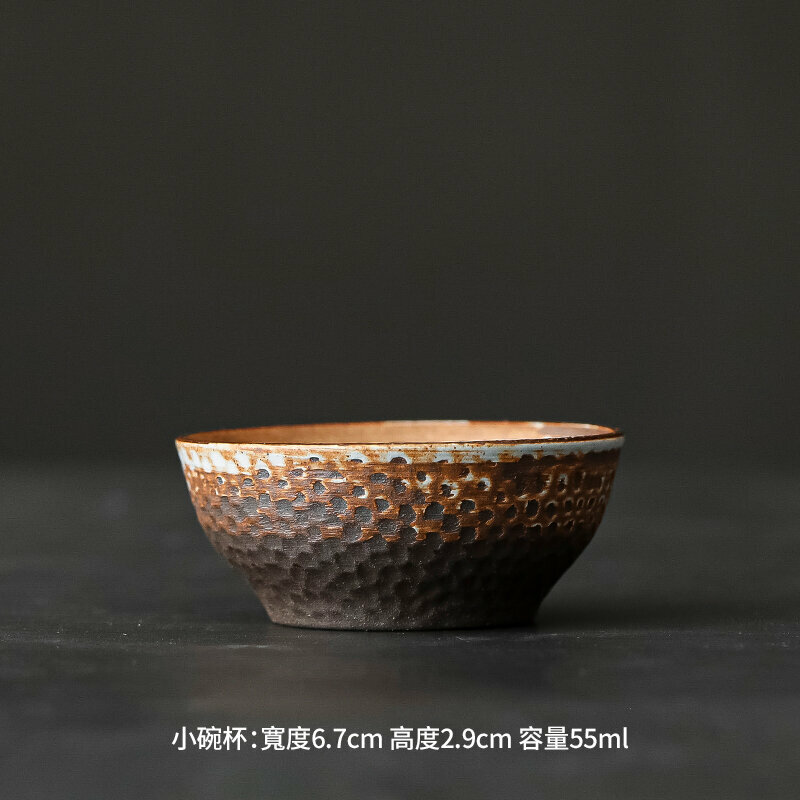 爆款日式復古粗陶茶杯主人杯(粗陶小碗杯）