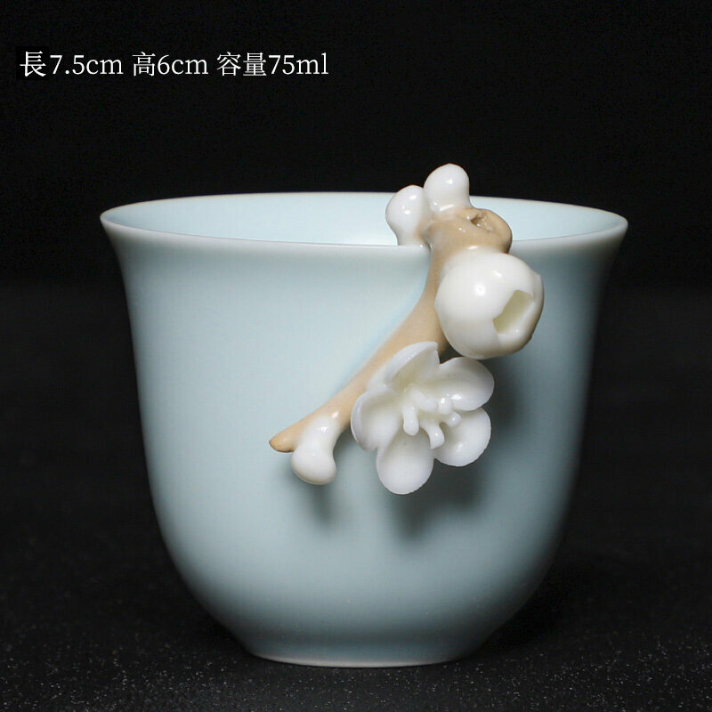 Popular Japanese style pinch flower ceramic tea cup master cup (wind chime cup-pink green-white flower)