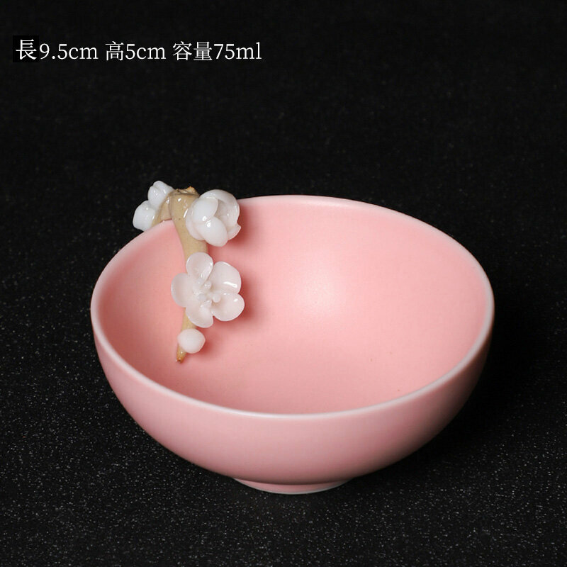 Hot style Japanese pinch flower ceramic tea cup master cup (wide mouth cup - pink)