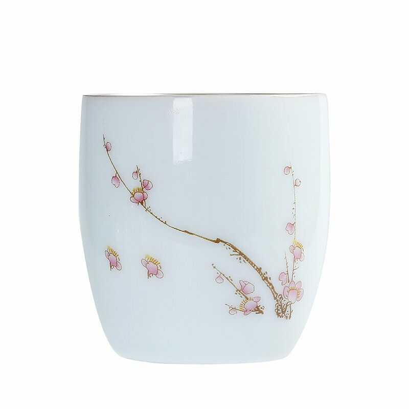 Popular hand-gilt silver tea cup ceramic silver cup (celadon plum blossom silver tea cup)
