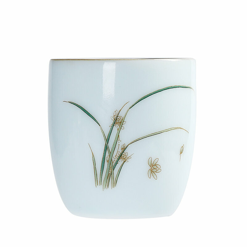 Popular hand-gilt silver tea cup ceramic silver cup (celadon orchid silver tea cup)