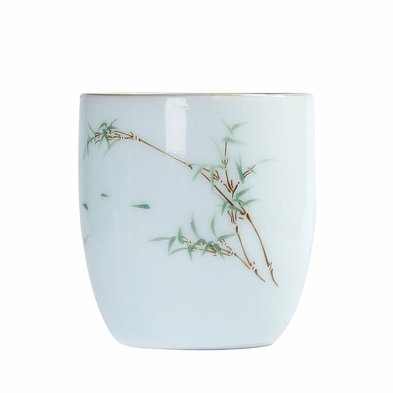 Popular hand-gilt silver tea cup ceramic silver cup (celadon bamboo silver tea cup)