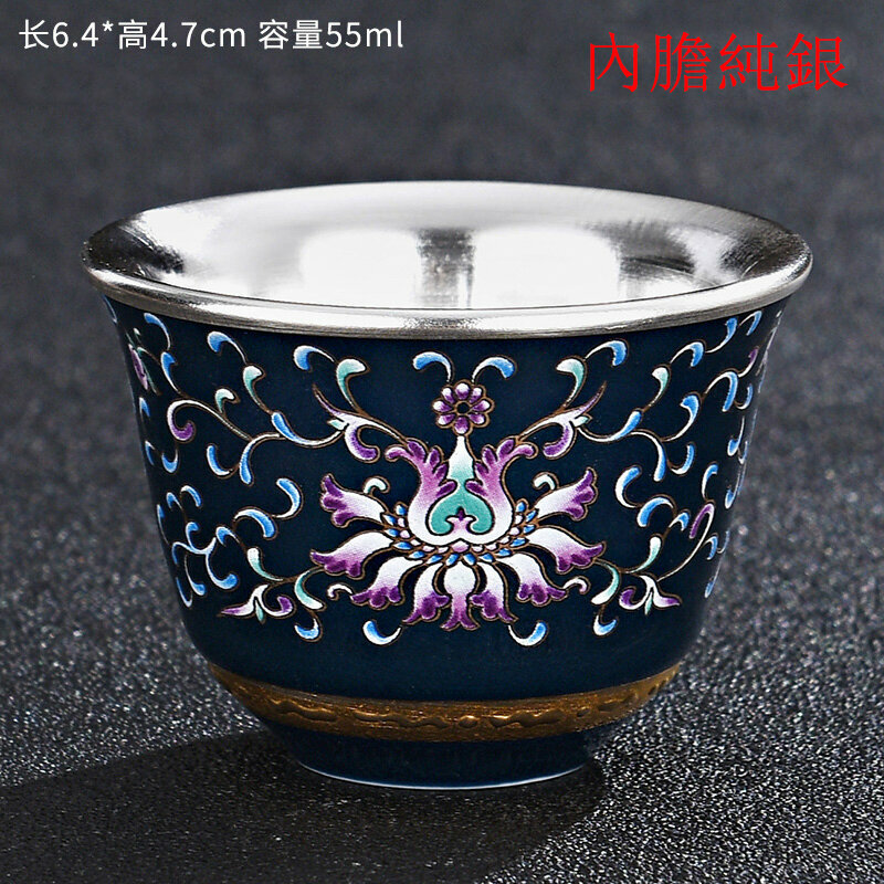 Popular high-end tea set silver cup tea tasting cup (tuberose flower wrapped silver cup)