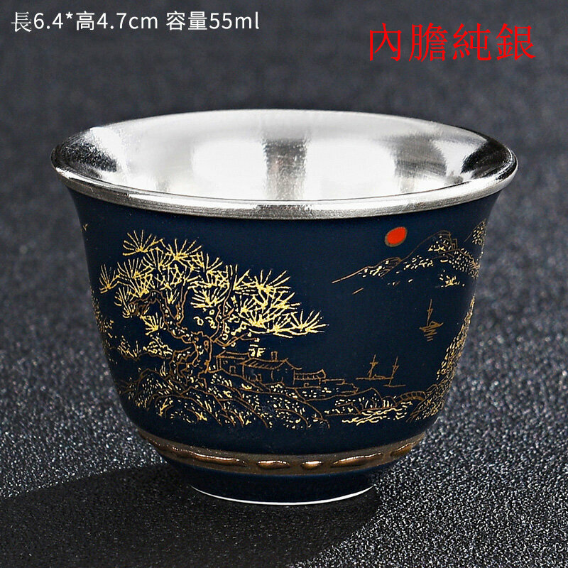 Popular high-end tea set silver cup tea cup (Ji Lan Yi Jiangnan silver cup)