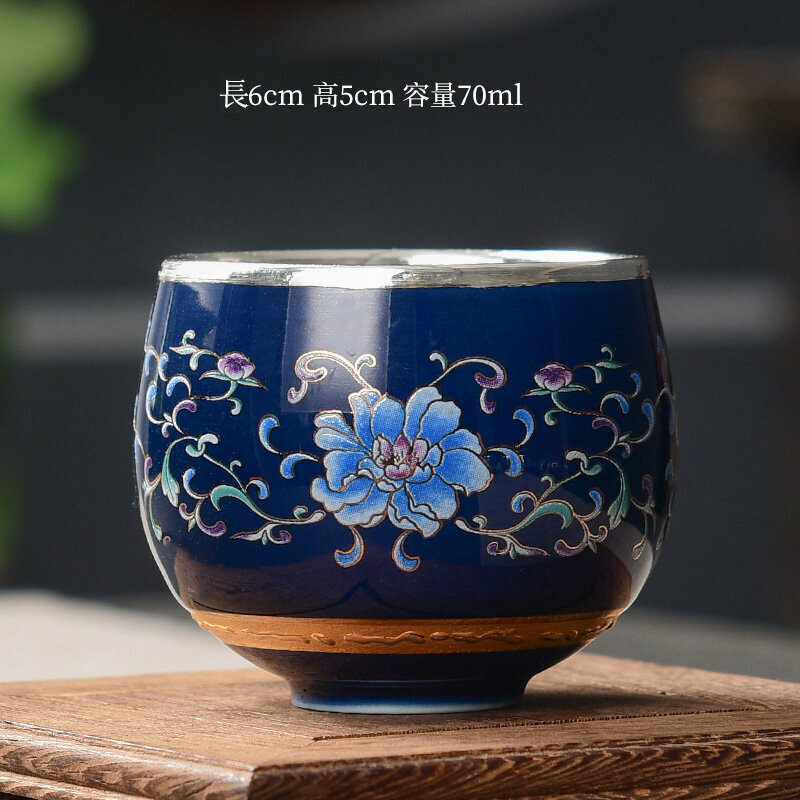 Popular high-end tea set silver tea cup (silver-wrapped Zen meditation cup)
