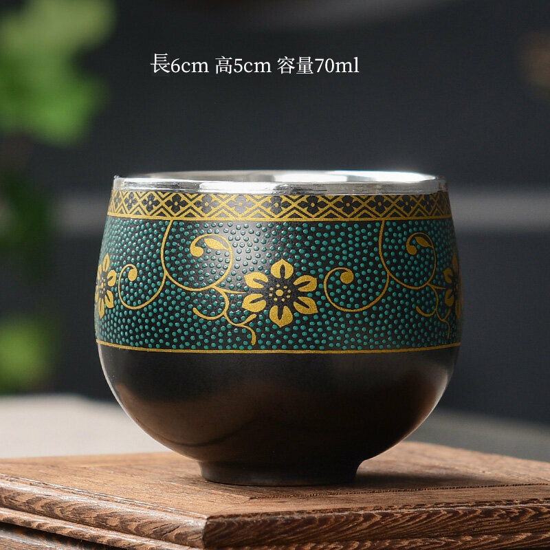 Popular high-end tea set silver tea cup (silver meditation cup with dark fragrance package)