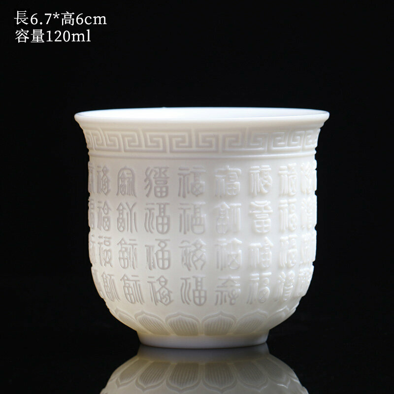 Popular high-end embossed Dehua white porcelain Kung Fu teacup master cup (Pfaff)