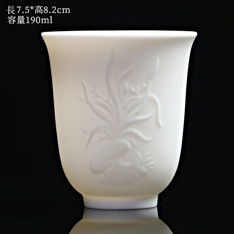 Popular high-end embossed Dehua white porcelain Kung Fu tea cup master cup (orchid)