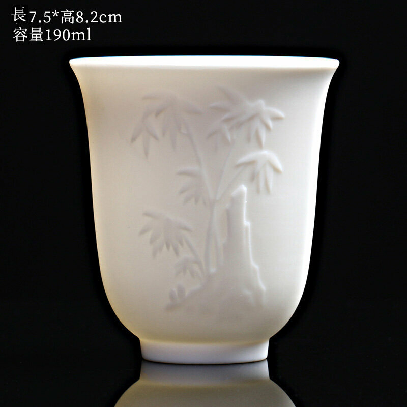 Hot style high-end embossed Dehua white porcelain Kung Fu tea cup master cup (bamboo)