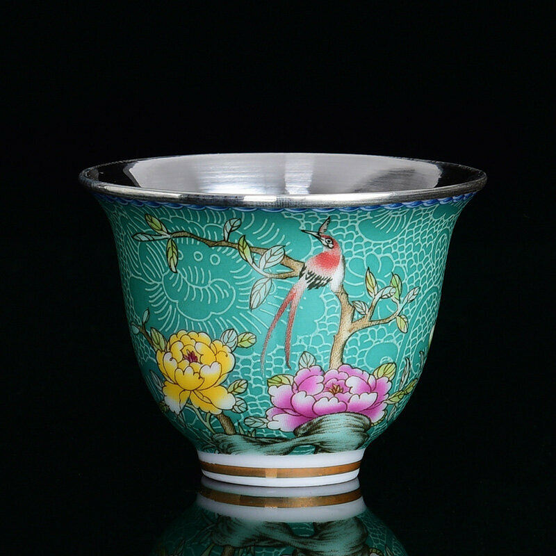 Popular high-end enamel ceramic handmade silver-wrapped teacup master cup (Yanying Yingsheng silver-wrapped cup)