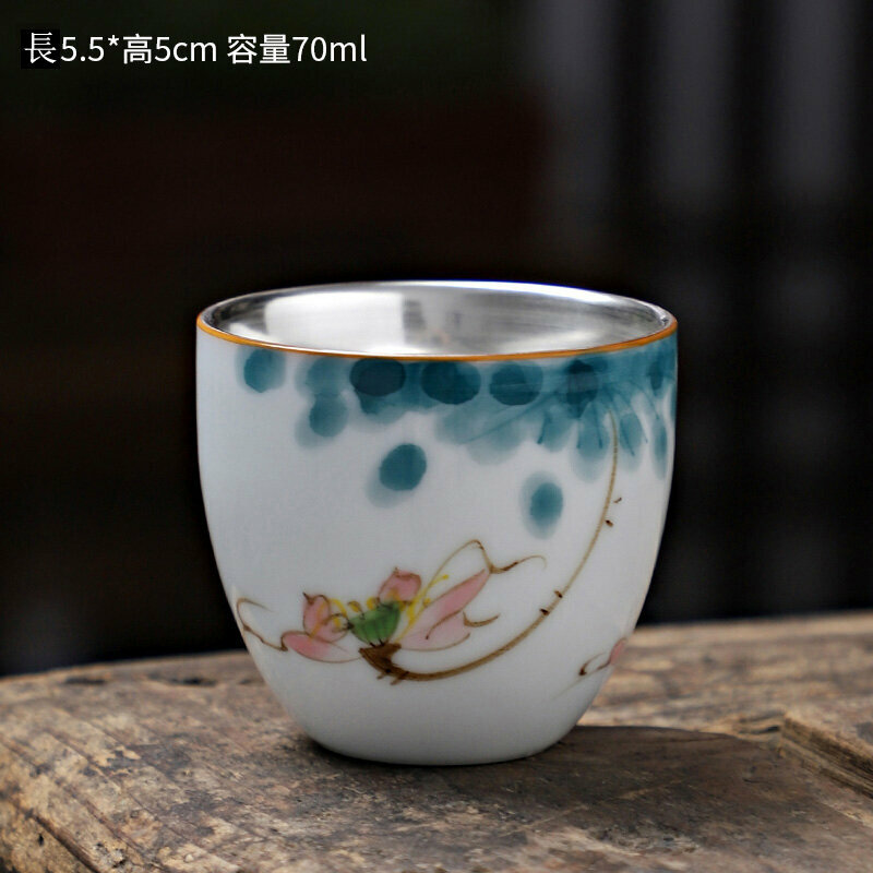 Popular hand-painted ceramic silver tea cup (style 5)