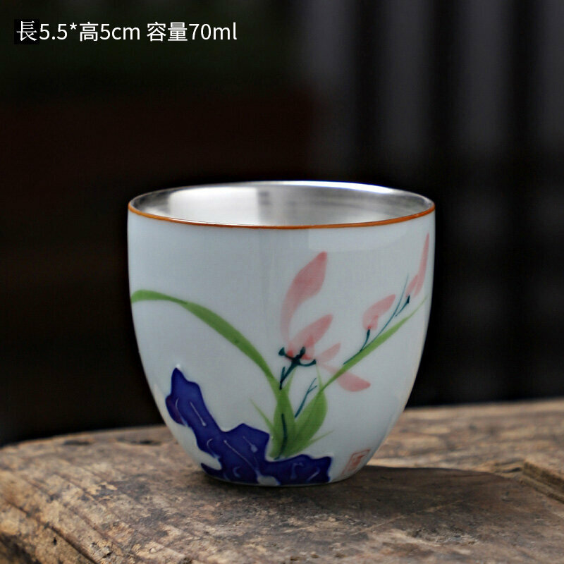 Popular hand-painted ceramic silver tea cup (style 3)